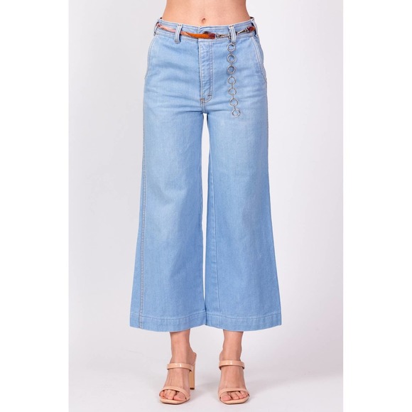 70s Gap Light Wash Flared Jeans - Petite Extra Small | Vintage High Waisted - Picture 2 of 8